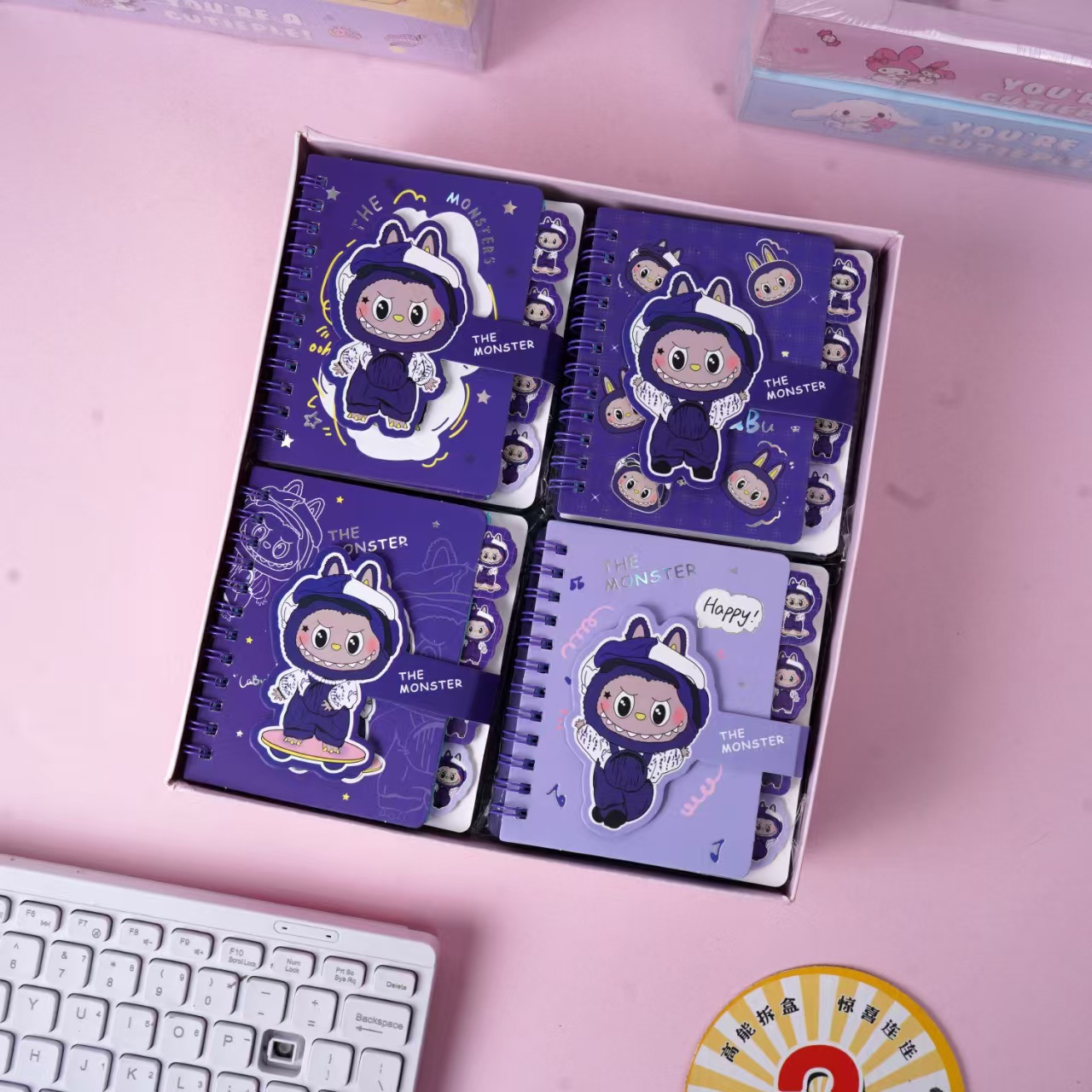 Cuaderno de Espiral A7 con Cierre Mágico y Páginas de Colores para Estudiantes
