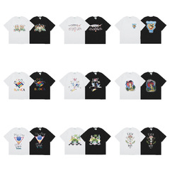 25 Zhigu カサブランカ ヨーロッパとアメリカのハイストリートファッションブランド春夏レター新作ピュアコットンルーズ半袖Tシャツ男性と女性用