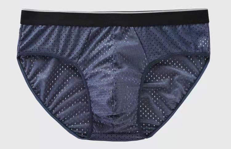 Summer Thin Mesh Ice Silk Breathable Men's Underwear Pure Cotton Inner Double Layer Enlarge Mesh Hollow Youth Underwear