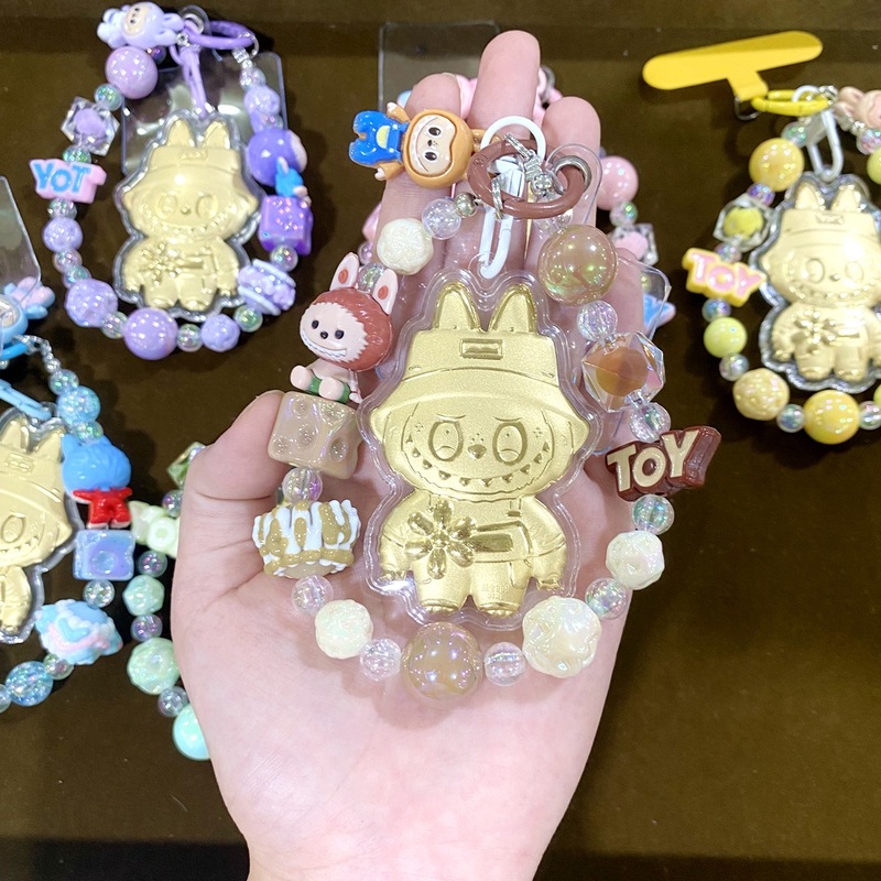 人気の純金 999labubu キーホルダー携帯電話チェーンバッグペンダント車のペンダント女性のための|undefined