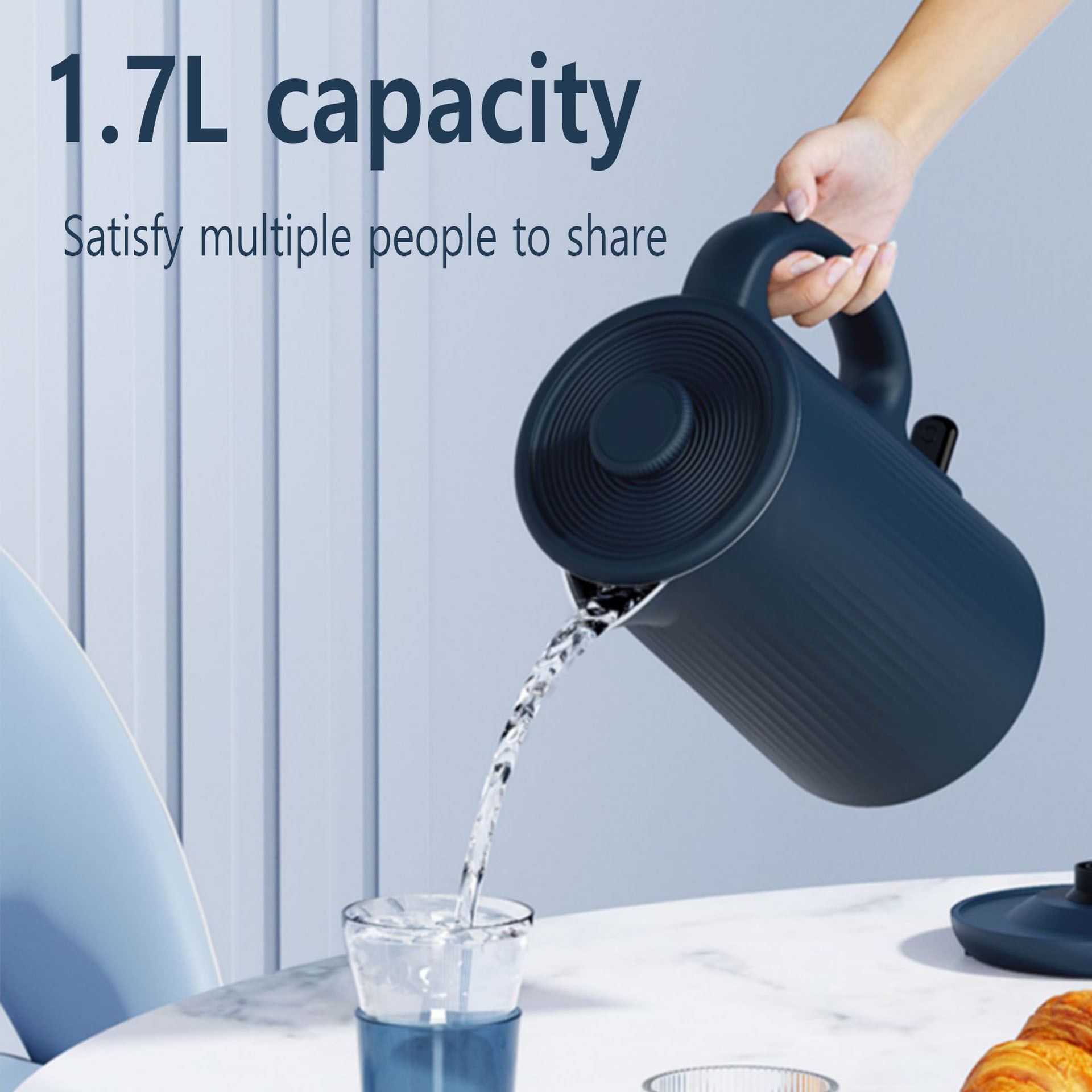 Estándar europeo transfronterizo 1.7l Acero inoxidable Hervidor eléctrico hogar 304 Acero inoxidable rápido hervidor