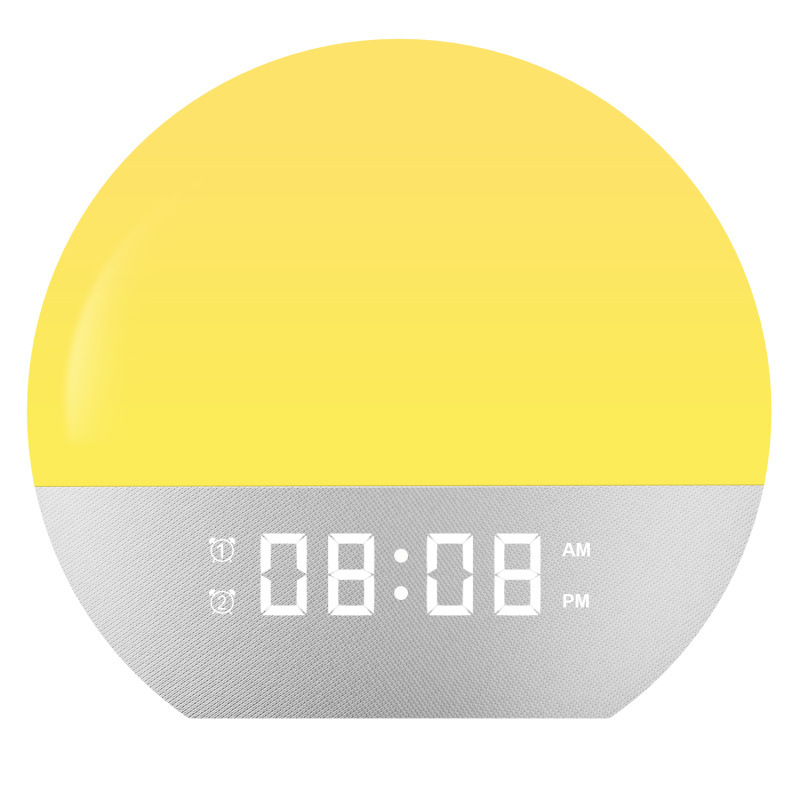 Luz del amanecer despertador multifuncional radio FM ruido blanco medidor de sueño LED colorido dormitorio lámpara de cabecera