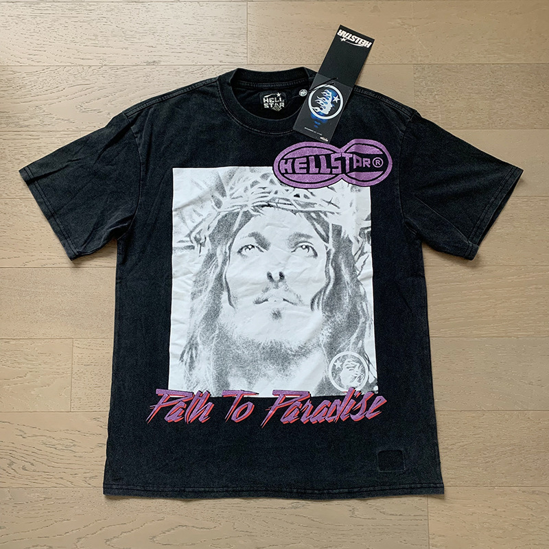 新型美潮Hの星シリーズプリント双紗純綿カジュアル男女夏カジュアルゆったり半袖tシャツ|undefined