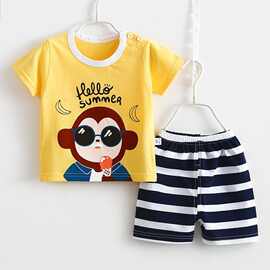 儿童短袖套装女童新款男童夏装桖宝宝半袖婴儿衣服短裤