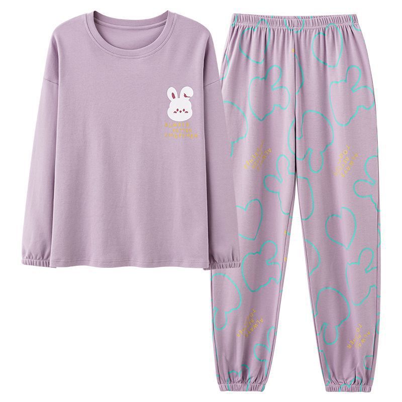 여성용 가을과 겨울 코튼 파자마, 봄과 가을 새로운 긴팔 바지 풀오버, 가을 대형 사이즈 느슨한 고급 홈 의류 정장