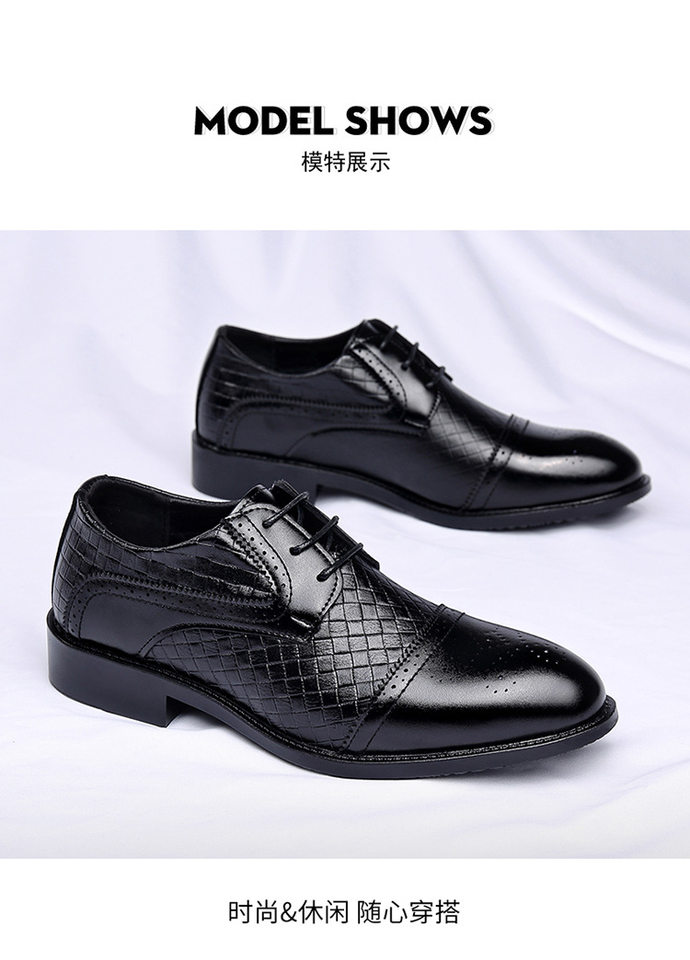 Giày da nam công sở mũi nhọn đế cao su, kiểu dây buộc, gót thấp 1–3 cm — 2Z107 Màu đen chi tiết 12