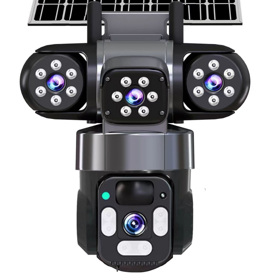 Cross-Border Live Broadcast Popular V380Pro Solar Outdoor Three-Eye Three-Screen Surveillance Camera