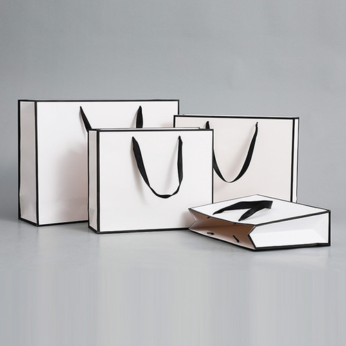 White card handbag white paper bag wholesale gift bag women's clothing store shopping bag jewelry beauty packaging bag