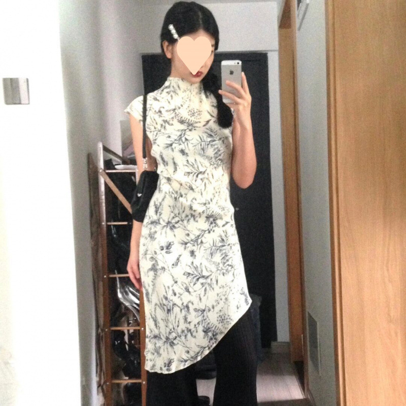 新中国式清冷系レトロな花のスカートが不規則に改良されました。|undefined