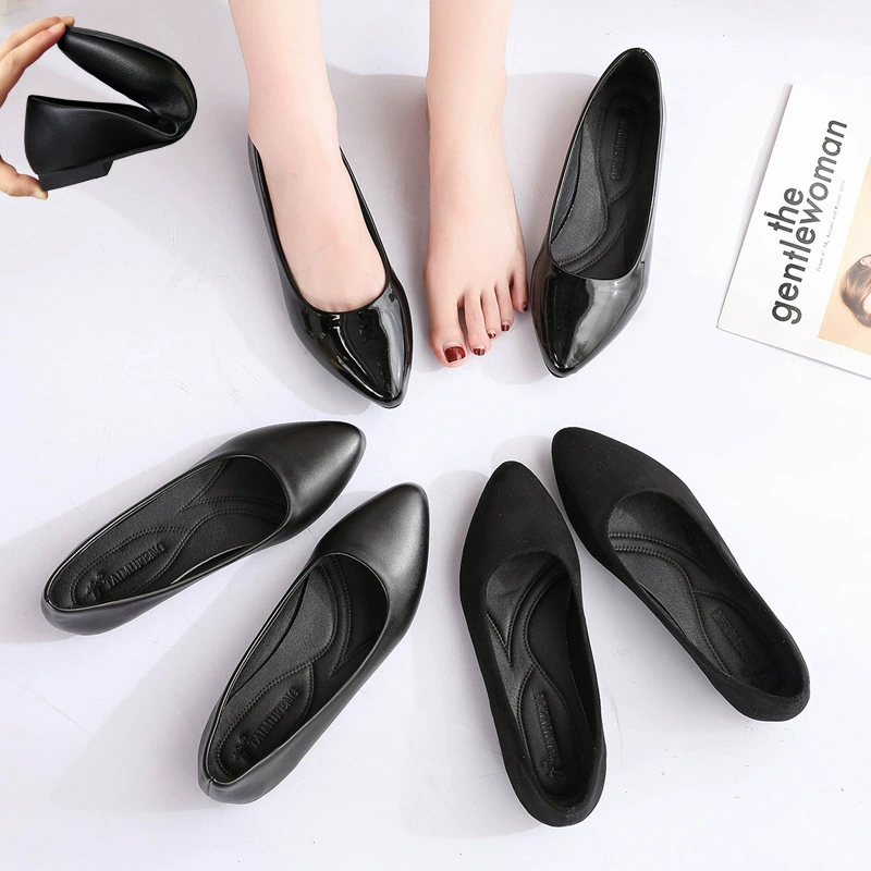Мягкие рабочие туфли, профессиональные туфли без каблука, женская обувь, новинка осени 2025, повседневные и удобные черные туфли, весна