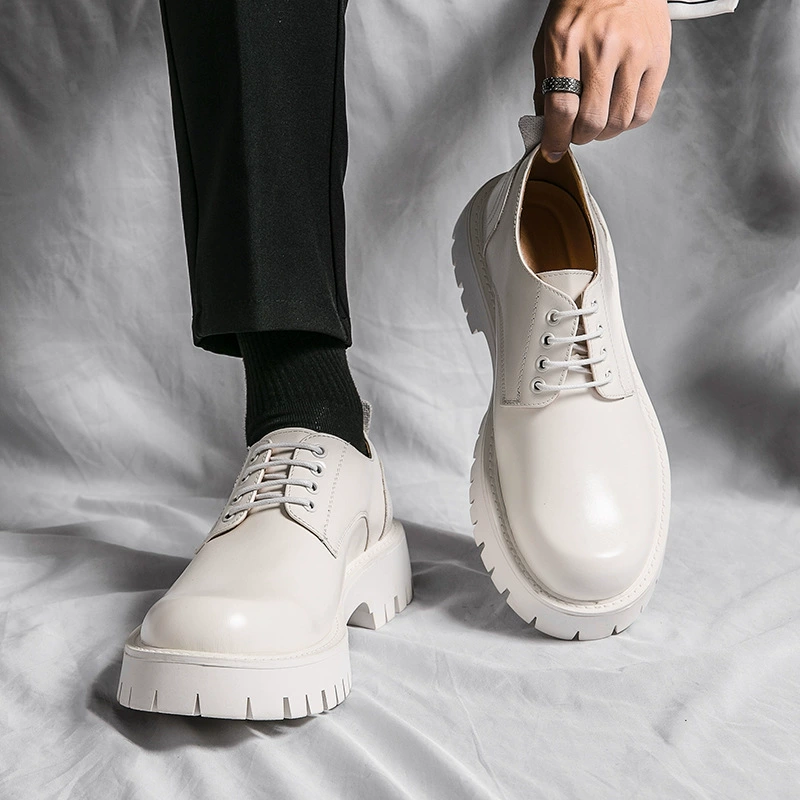 Martens, белые низкие свадебные туфли на платформе в английском стиле для отдыха, кожаные туфли, британский стиль