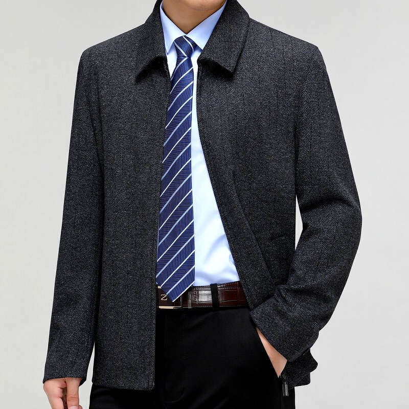 Boutique Brand Wool Jackets for Middle-Aged Men, Light Fashion, Simple Style, Men's Casual Business Jackets Wholesale