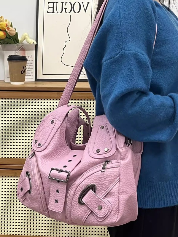 甜酷辣妹风机车腋下包女复古高级感单肩包小众设计通勤百搭斜挎包|undefined
