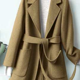 时尚减龄毛呢大衣女中长款2026春秋潮款宽松显瘦休闲呢子外套风衣