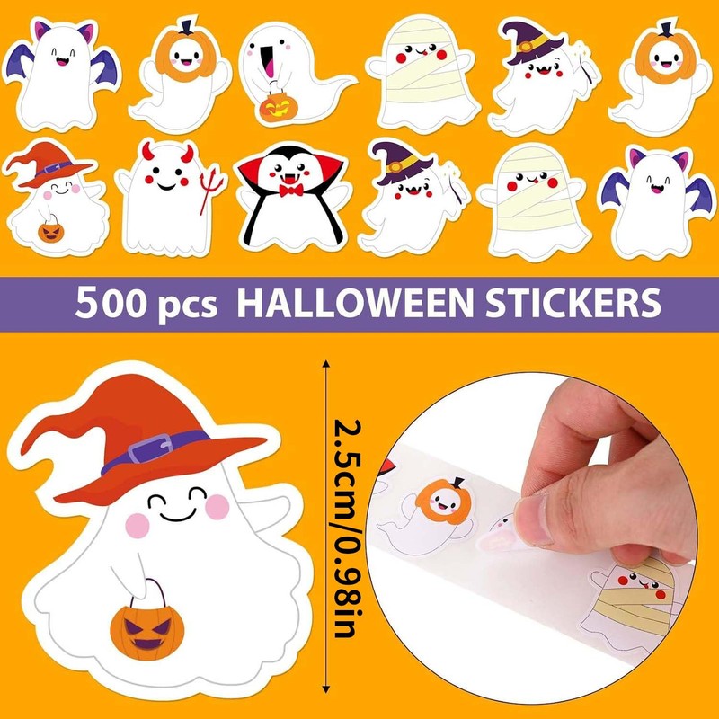 ホット販売ハロウィンシリーズゴーストギフト包装ラベルステッカー窓ガラス装飾粘着ステッカー|undefined