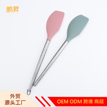 现货批发食品级硅胶刮刀耐高温不锈钢手柄不粘锅烹饪用具斧头刮