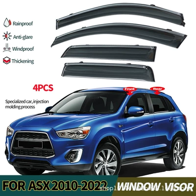 Suitable for Mitsubishi Jinxuan ASX RVR Sunny and Rain Board ASX RVR 2010-2022Window visors (Rain shield) - injection-molded-thickened-version-4pcs-asx-rvr-2010-2022-pc-with-silver-bright-strip-cross-border-precision