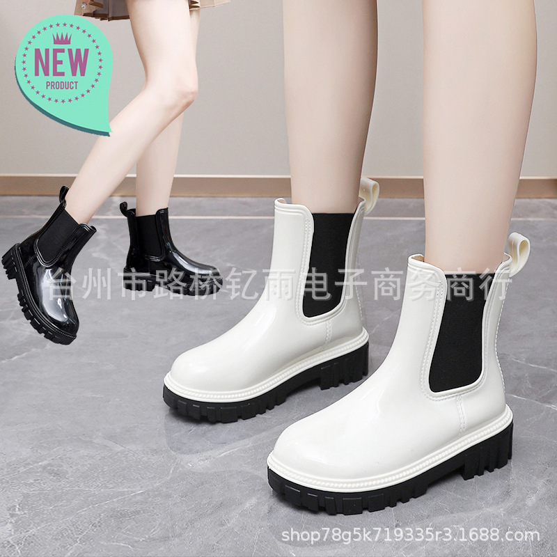 Internet celebrity Martin rain boots women's new outdoor thick-soled water shoes waterproof boots rubber shoes non-slip short Japanese jelly rain shoes