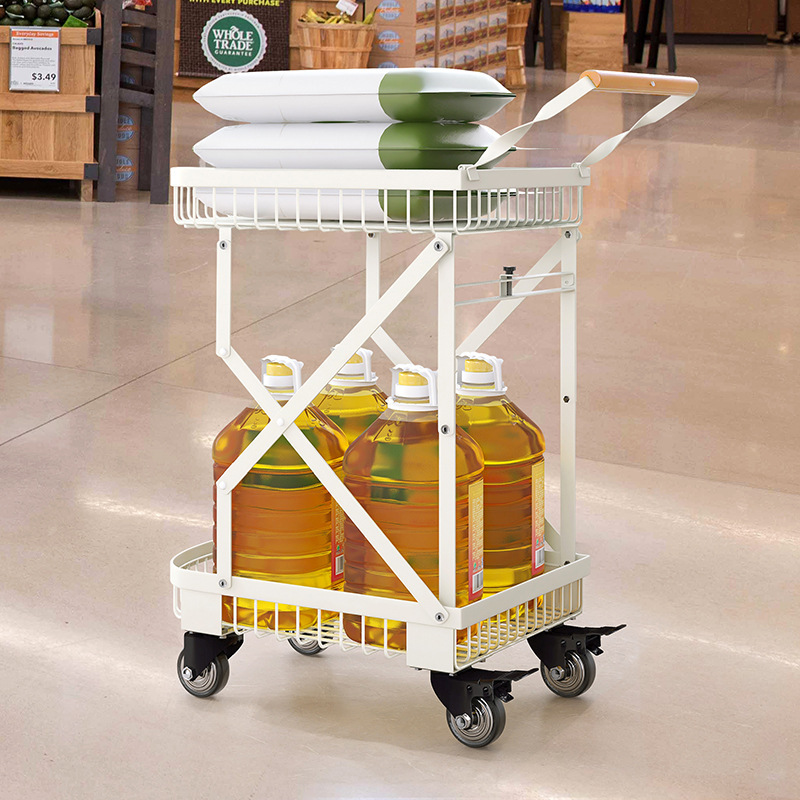 Portable Luggage Express Grocery Shopping Trolley Outdoor Camping Trolley Household Double-Layer Folding