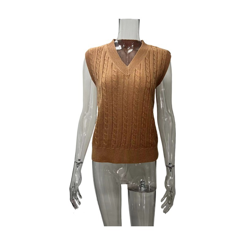 2024 transfronteriza de Europa y América Amazon nuevo giro chaleco interior y exterior de las mujeres de color sólido todo fósforo suéter de punto chaleco image 7