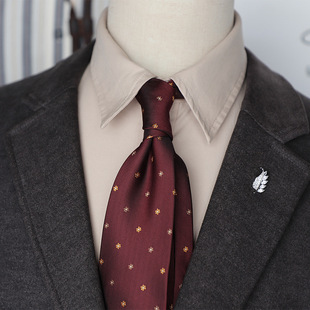Factory in stock Wholesale Vintage Gentleman Style French 8CM Men's Tie Dark Green Coffee Wine Red Striped Professional