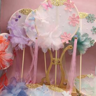 Wholesale antique embroidery round fan silk flower fan dance fan catwalk scenic spot photo gong Yan fan