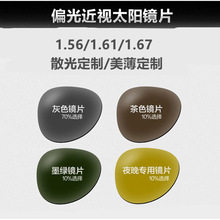 1.56偏光近视墨镜片黑茶色1.61染色遮太阳加散光片1.67司机眼镜片