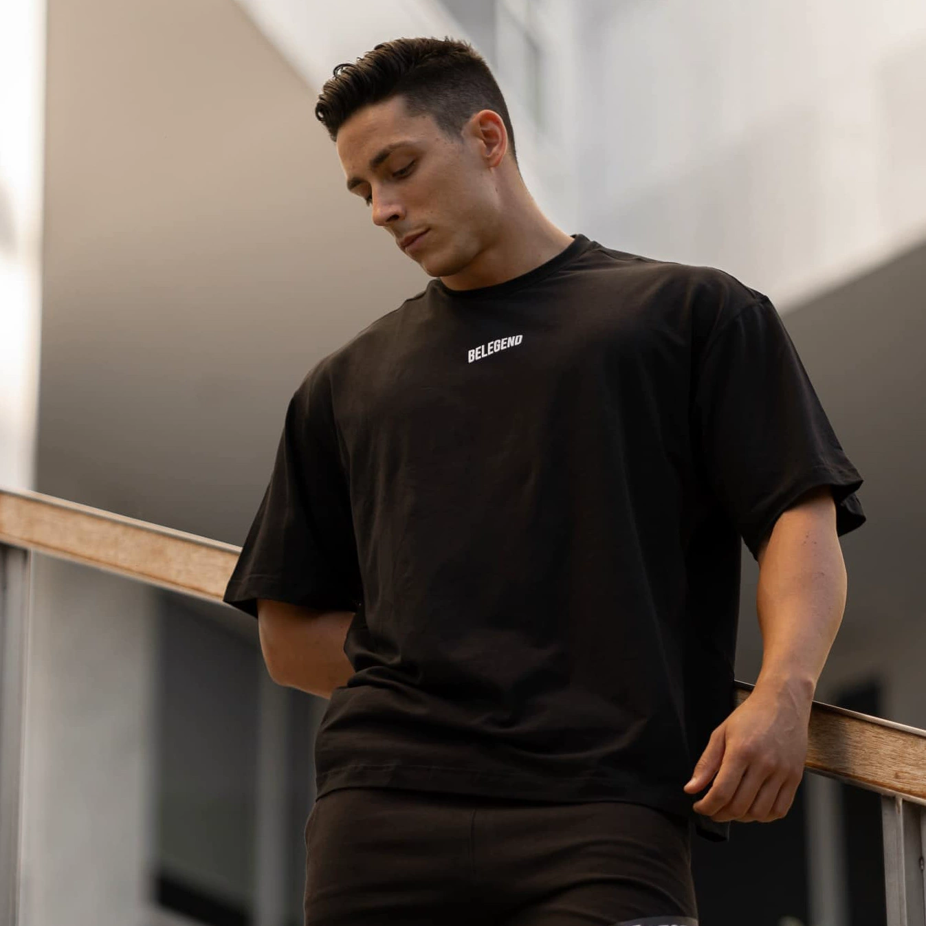 Brother, sports breathable solid T-shirt for gym for training for leisure, European style, round collar, oversize, with short sleeve