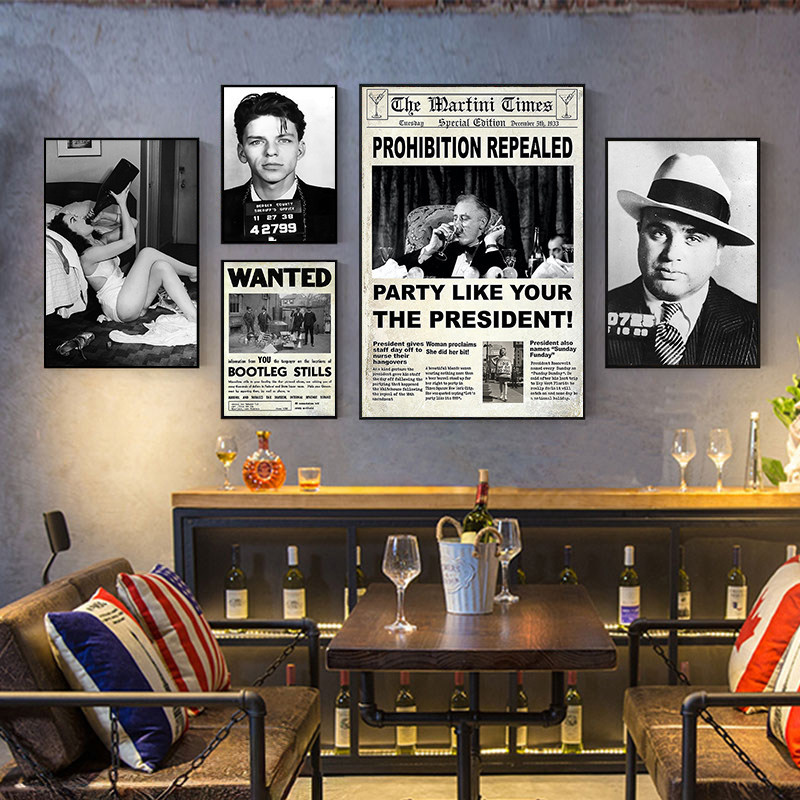 Retro İndustrial Üslubda Divar Rəsmi, Qonaq Otağı və Bar üçün