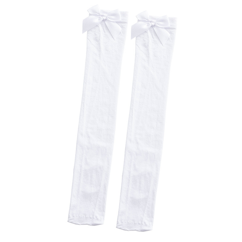 JK medias de las mujeres delgadas sobre la rodilla medias de terciopelo Lolita arco blanco estilo preppy calcetines de pantorrilla
