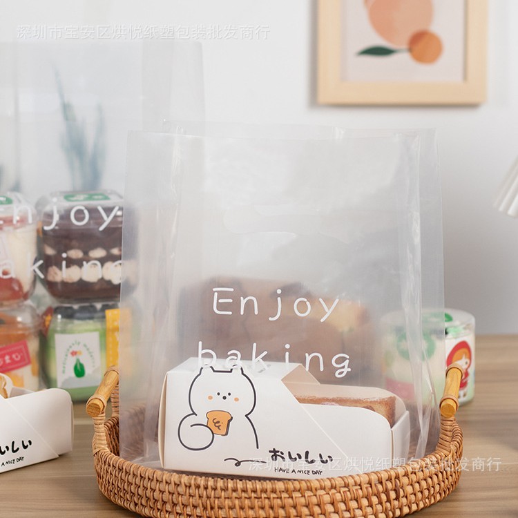 烘焙包装手提袋外卖袋甜品西点蛋糕盒食品打包袋一次性透明面包袋