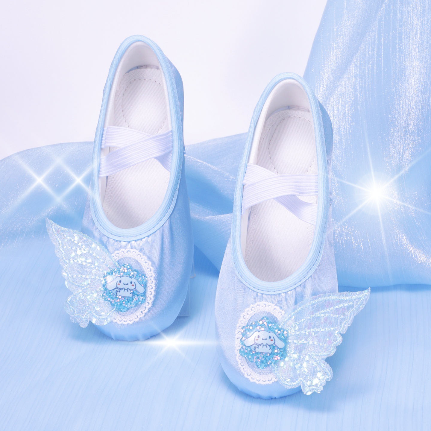 Cute Blue Kidsren's Dance Shoes Satin Soft Sole Practice Shoes Kindergarten Baby Dance Shoes Exquisite Gift 8133
