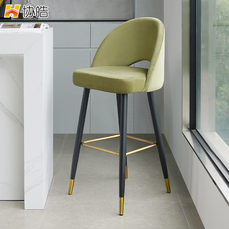 HX3010吧台椅现代轻奢高脚凳家用吧椅靠背椅子收银台椅子轻奢酒吧