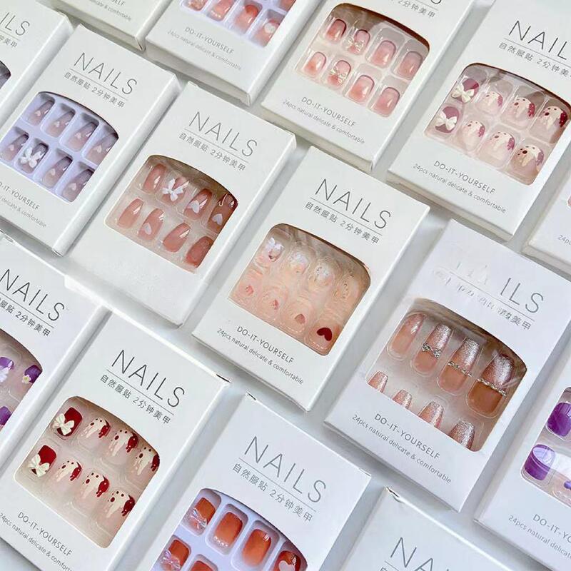 Wearable Nails, One-Piece Drop Shipping, Free Shipping, New Summer Nail Art Patches, Pure and Desirable, Skin-Brightening, Removable Wearable Nail Art