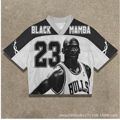 New letter pattern quick-drying V-neck jersey for foreign trade, cross-border e-commerce, Amazon, AliExpress, Shopee; supports dropshipping.