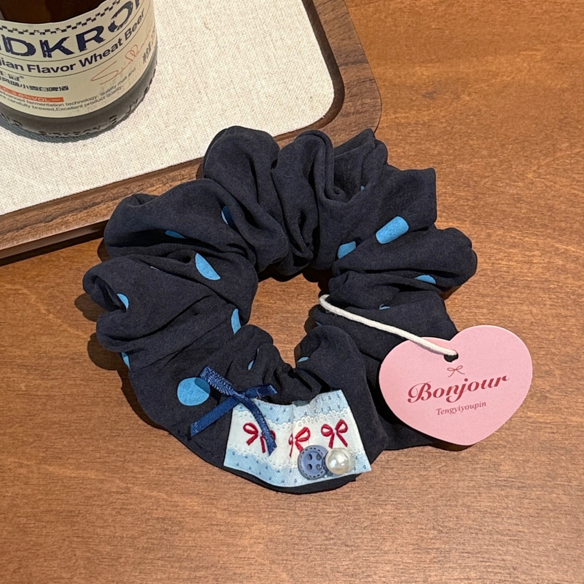 Nuevo borde de encaje retro, lazo para el cabello, sentido de alta gama, gran intestino grueso, corbata de otoño e invierno, cuerda para el cabello, cuerda para el cabello para mujeres, accesorios para el cabello al por mayor