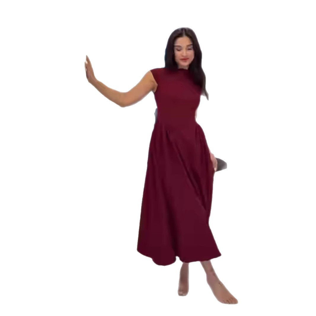 Women's Sleeveless Dress European American Style Spring Fashion Pure Sexy Temperament with Waist Cinching Backless Design for Summer_ecoleips.com