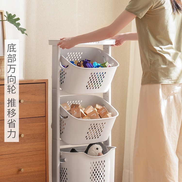 子供のおもちゃの収納バスケットトロリー収納ラック家庭用床置き多層ベビービルディングブロック人形収納ラック|undefined