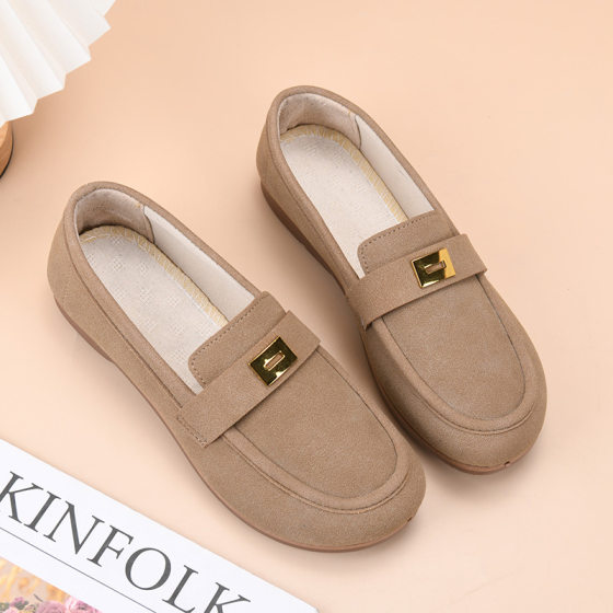 Soft Bottom Soft Face Burken Shoes Single Shoes Women's 2025 Spring New Flat Mother Shoes Lazy One-Step Pea Shoes Women