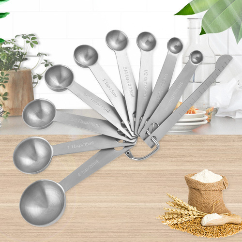 10-Piece Stainless Steel Measuring Spoon Set with Graduated Measuring Spoon Set Baking Tool Measuring Spoon Measuring Spoon Seasoning Measuring Spoon