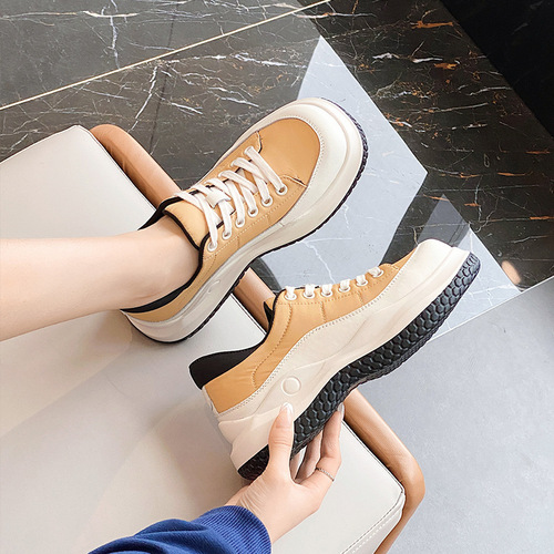 Large size women's shoes  summer new style genuine leather thick-soled fashion versatile Korean version low-cut flat-soled casual small leather shoes for women