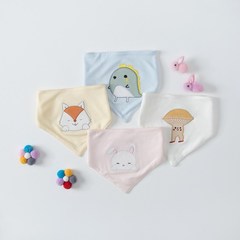 Infant Embroidered Triangular Scarf with Combed Cotton Double Layer Newborn Cartoon Bib Baby Drool Cloth Maternal and Child Products Wholesale