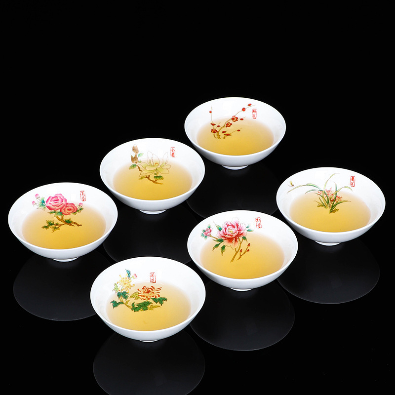 White Porcelain Tea Cup Bou Li Cup Master Cup Twelve Flower God Cup High-grade Individual Tea Tasting Cup Singing Cup White Porcelain Tea Cup Bou Li Cup Master Cup Twelve Flower God Cup High-grade Individual Tea Tasting Cup Singing Cup