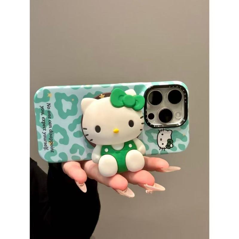 软萌乖坐绿背带猫咪磁吸支架适用iphone16promax苹果15手机壳新款|undefined