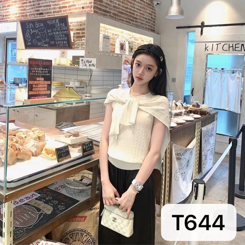 Summer Knitted Sweater Vest, Navy Collar Shawl, Elegant, Commuter Fashion, Ladylike, Sweet, Breathable, High-End Top for Women