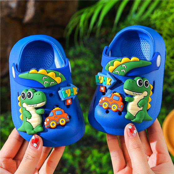 Children's Sandals and Slippers Summer Cartoon Little Boy's Soft Bottom Non-slip Boys' Baotou Small and Medium-sized Children's Baotou Baby's Hole Shoes