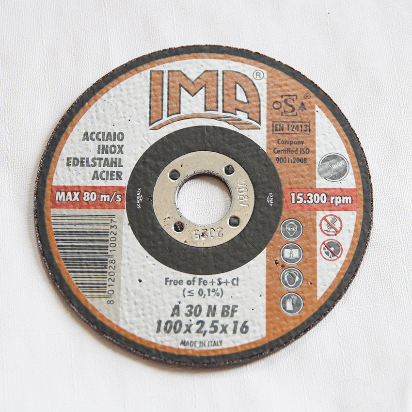 进口砂轮片100x2.5x16超薄金属切割片IMA牌角磨机用铝基无铁砂轮