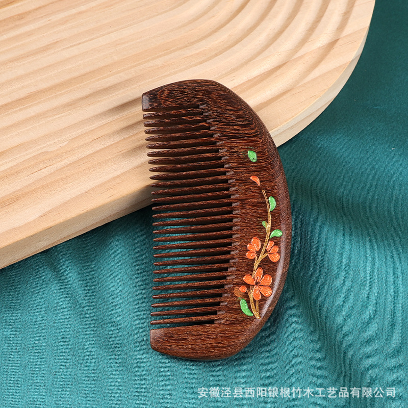 Shishi Ruyi 白檀工芸品櫛中国風木製櫛女性のホリデーギフト彫刻ロゴカスタマイズ可能なログ櫛|undefined