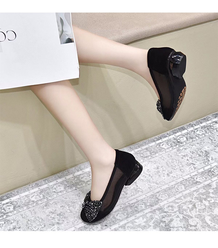 Giày bệt nữ da thật mũi tròn lưới thoáng khí đế bằng — Lưới da cừu 2.5 cm chi tiết 4