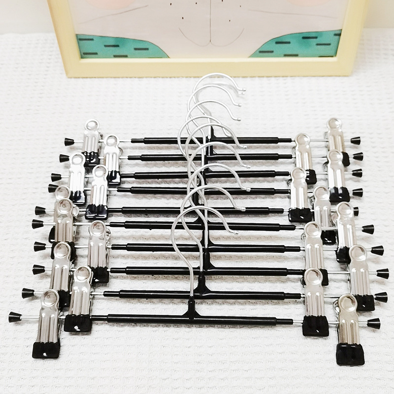 Seamless Trouser Clips, Stainless Steel Clothes Hangers, Thickened Skirt Clips, Adjustable Double Clips, Trouser Racks for Drying Pants